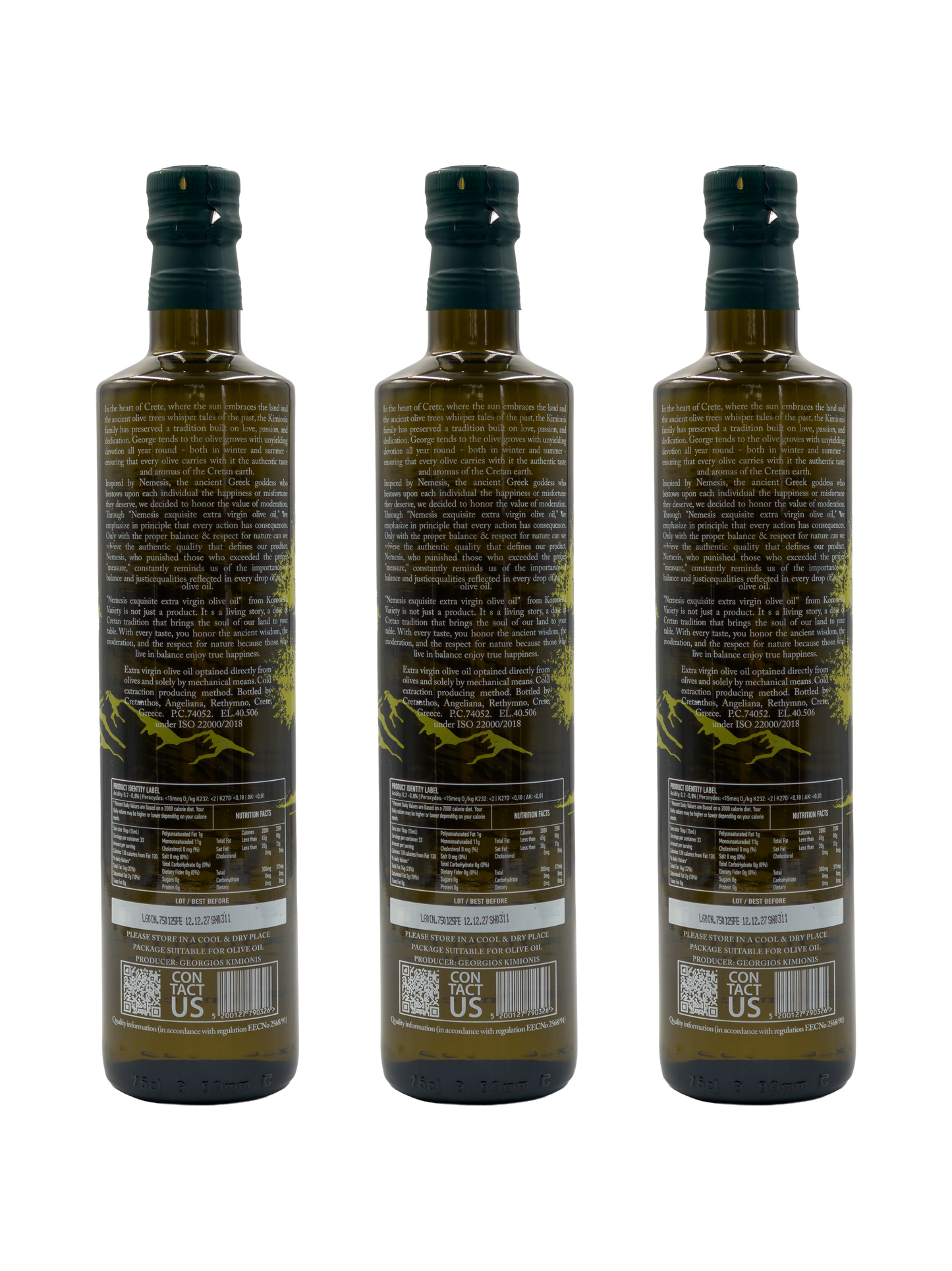 Nemesis Extra Virgin Olive Oil 3 bottles of 750 ml